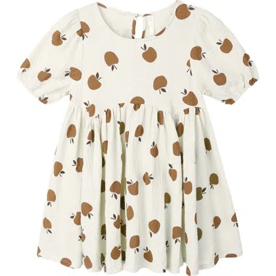 Rylee + Cru Babies'  Golden Apples Cotton Gauze Dress In Brown