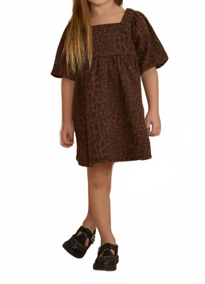 Rylee + Cru Kids' Gril's Sretta Babydoll Dress In Leopard In Brown