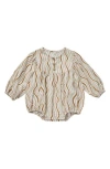 Rylee + Cru Gwen Retro Waves Long Sleeve Romper In Retro-waves