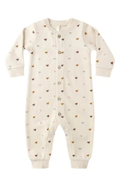Rylee + Cru Babies'  Heart Print Romper In Neutral