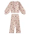 Rylee + Cru Hearts Jacquard Sweatshirt And Sweatpants Set In Pink