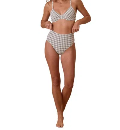Rylee + Cru High Cut Bikini Bottom In Eucalyptus In Gray