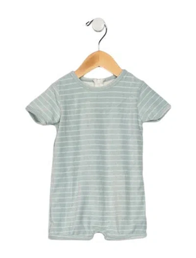 Pre-owned Rylee + Cru Babies' Infant Boys Short Sleeve Striped Onesie In Green