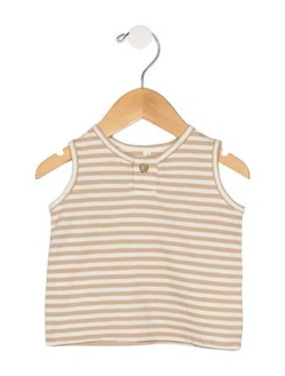 Pre-owned Rylee + Cru Babies' Infant Boys' Sleeveless Striped Shirt In Brown/white
