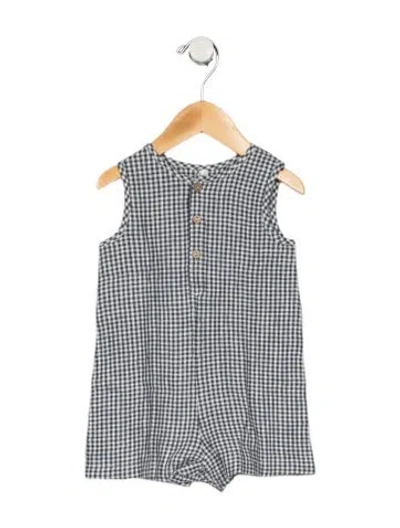 Pre-owned Rylee + Cru Babies' Infant Boys Square Patterned Sleeveless Onesie In Blue