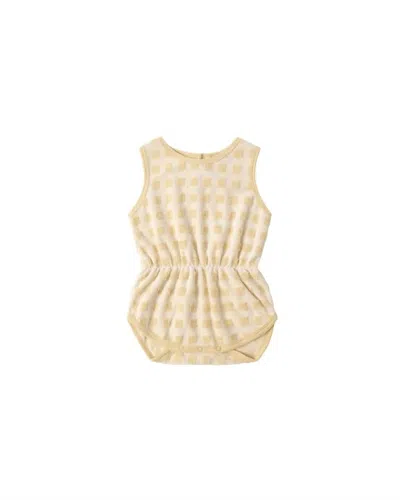 Rylee + Cru Kids' Infant Cinch Sleeveless Playsuit In Butterscotch Grid In Multi