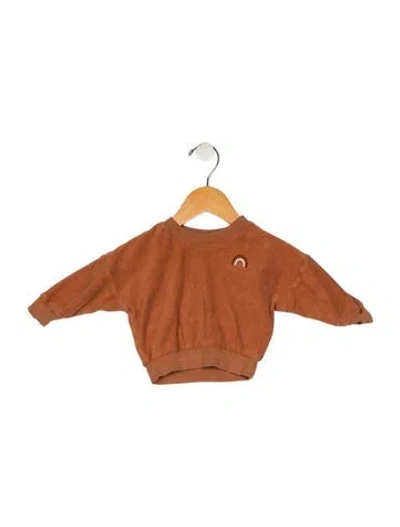 Pre-owned Rylee + Cru Babies' Infant Girls Branded Embroidered Sweatshirt In Orange