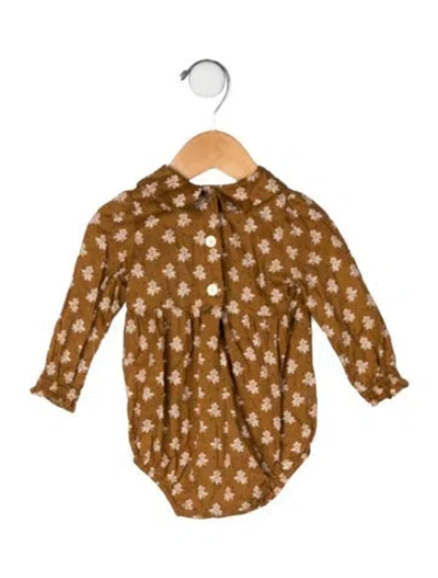 Pre-owned Rylee + Cru Babies' Infant Girls' Pattern Printed Long Sleeve Top In Brown