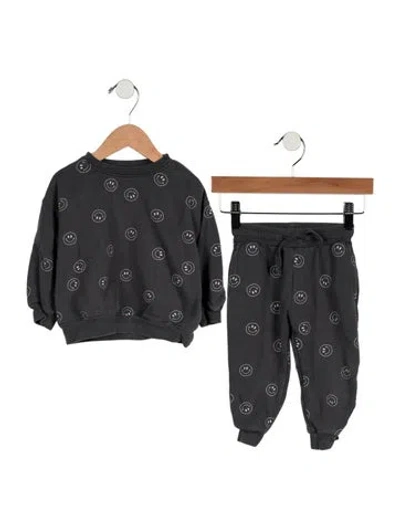 Pre-owned Rylee + Cru Babies' Infants Boys Printed Long Sleeve Pant Set In Grey