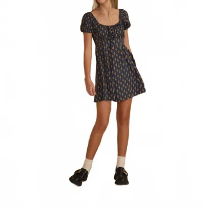 Rylee + Cru Ivy Mini Dress In Vintage Bloom In Black