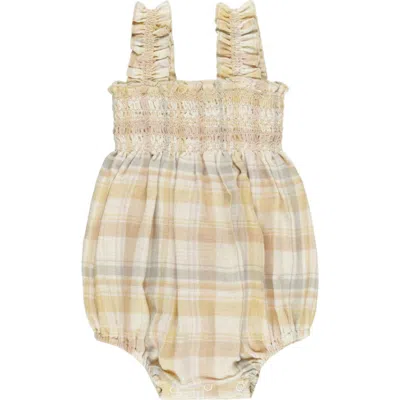 Rylee + Cru Babies'  Julia Pastel Plaid Cotton Romper In Multi