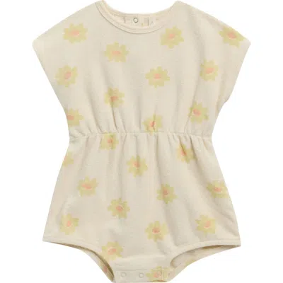 Rylee + Cru Babies'  Kai Yellow Daisy Cotton Blend Romper In White