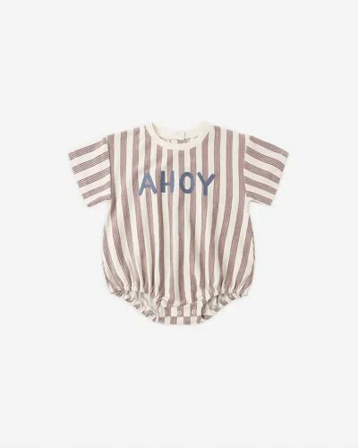 Rylee + Cru Kid's Relaxed Bubble Ahoy Romper In Brown Stripe