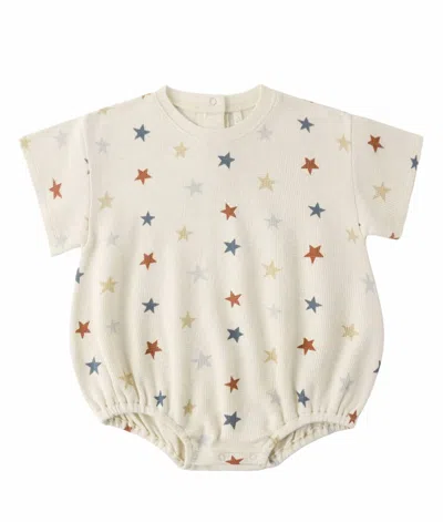 Rylee + Cru Kid's Relaxed Bubble Romper In Natural Stars In White