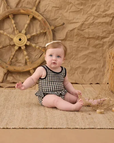 Rylee + Cru Babies' Kid's Skirted One Piece In Black Gingham In Blue