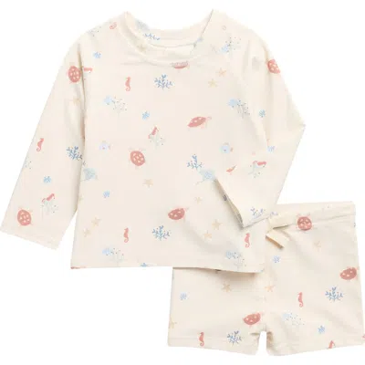Rylee + Cru Babies'  Kids" Aquatic Long Sleeve Two-piece Rashguard Swimsuit In Brown