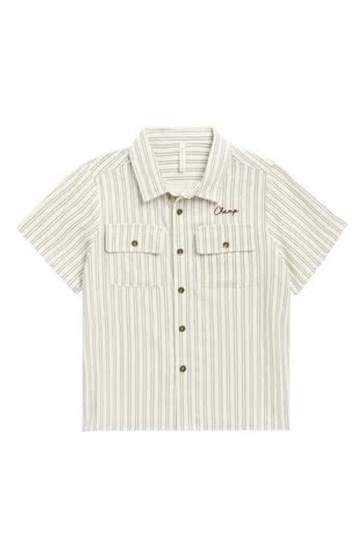 Rylee + Cru Kids' Champ Striped Short Sleeve Shirt In White