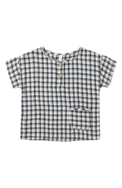 Rylee + Cru Babies'  Kids' Check Woven Henley Tee In Blue