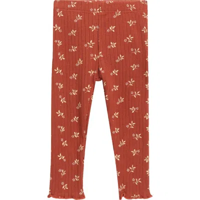 Rylee + Cru Babies'  Kids' Ditsy Ribbed Leggings In Brown