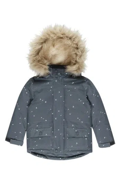 Rylee + Cru Babies'  Kids' Faux Fur Hooded Ski Jacket In Gray