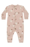 Rylee + Cru Kids' Long Sleeve Button Romper In Pink