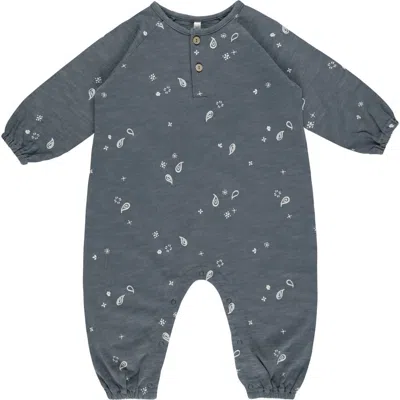 Rylee + Cru Babies'  Kids' Long Sleeve Henley Romper In Gray
