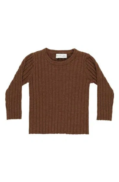 Rylee + Cru Babies'  Kids' Long Sleeve Ribbed Top In Brown