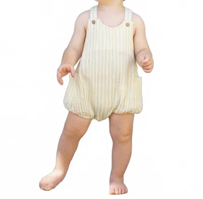 Rylee + Cru Kids Lou Romper In Citron Stripe In Neutral