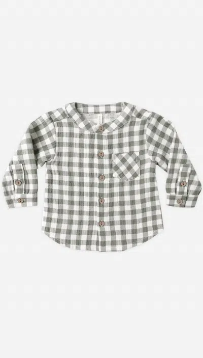 Rylee + Cru Kids Milo Shirt In Forest Check In Gray