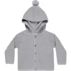 Rylee + Cru Kids' Pompom Hooded Cardigan In Gray
