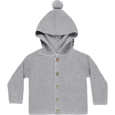 Rylee + Cru Babies'  Kids' Pompom Hooded Cardigan In Gray