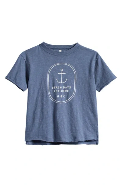 Rylee + Cru Kids' Raw Edge Beach Days Graphic T-shirt In Blue