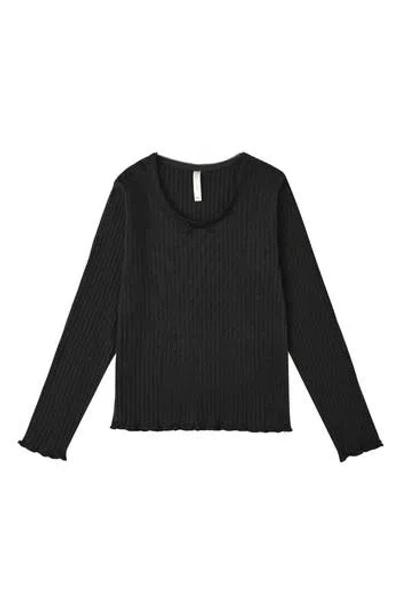 Rylee + Cru Kids' Ribbed Long Sleeve T-shirt In Black
