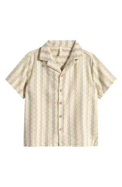 Rylee + Cru Kids' Wave Stripe Camp Shirt In Neutral