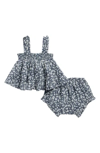 Rylee + Cru Babies'  Lala Floral Swing Tank & Bloomers Set In Blue