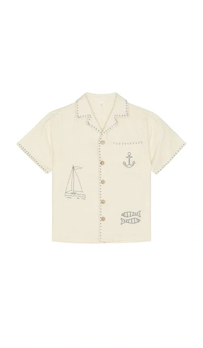 Rylee + Cru Lapel Collar Shirt In Neutral