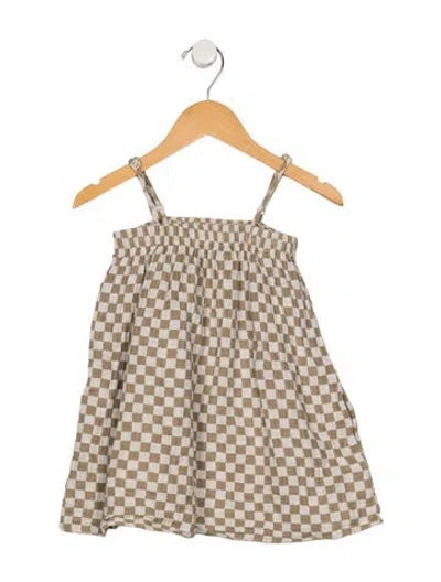 Pre-owned Rylee + Cru Babies' Linen Neutral Patterned Sleeveless Dress