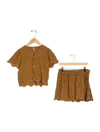 Pre-owned Rylee + Cru Babies' Linen Outfit Set In Brown