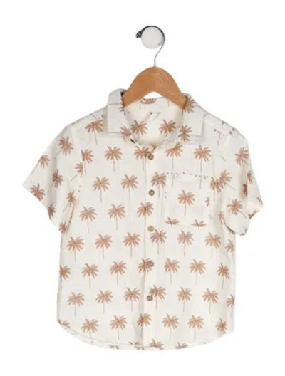 Pre-owned Rylee + Cru Babies' Linen-blend Short Sleeve Shirt In Neutral