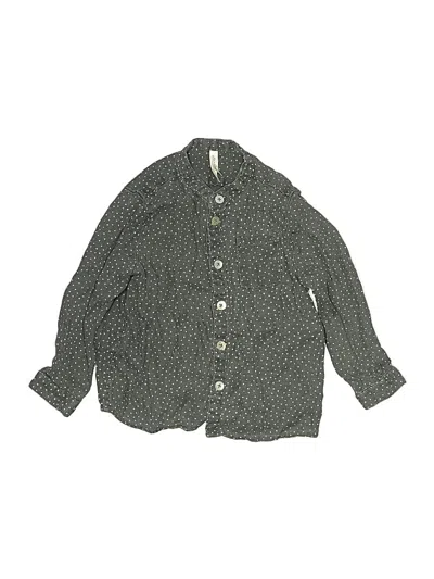 Pre-owned Rylee + Cru Kids' Long Sleeve Button Down Shirt In Green