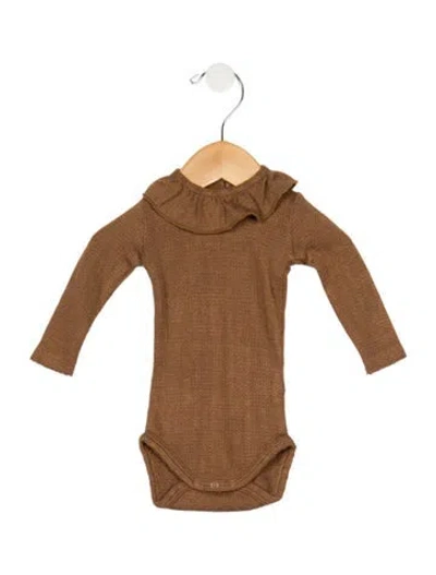 Pre-owned Rylee + Cru Babies' Long Sleeve Knit Onesie W/tags In Brown