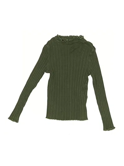 Pre-owned Rylee + Cru Kids' Long Sleeve Top Green Ruffles Neckline Tops