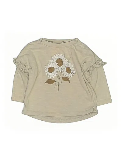 Pre-owned Rylee + Cru Babies' Long Sleeve Top Tan Ruffles Neckline Tops