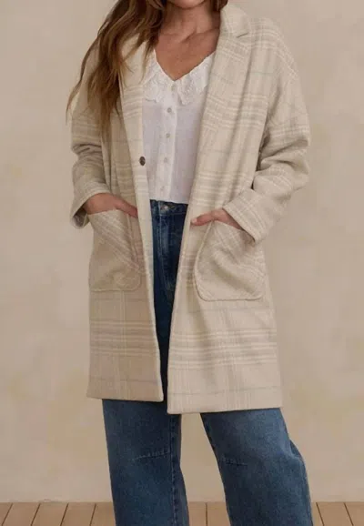 Rylee + Cru Longline Plaid Coat In Fall Plaid In Brown