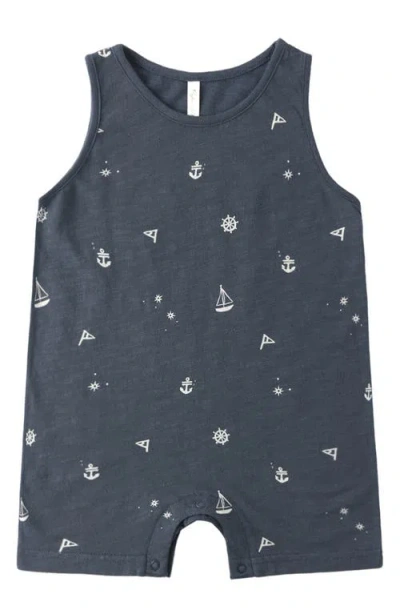 Rylee + Cru Babies'  Maritime Print Cotton Romper In Multi