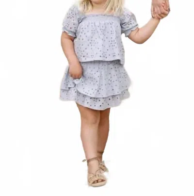 Rylee + Cru Kids' Milan Eyelet Blouse In Light Blue