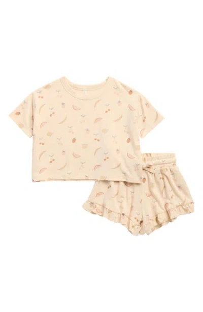 Rylee + Cru Babies'  Mosie Stretch Modal T-shirt & Shorts Set In Brown
