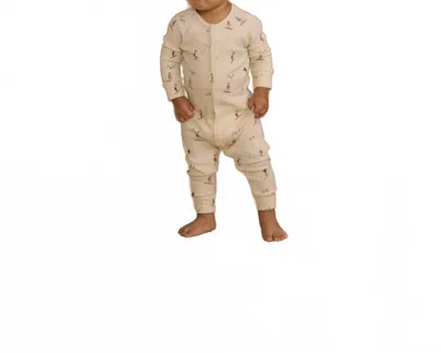 Rylee + Cru Kids' Organic Long John Pajamas In Natural In Brown