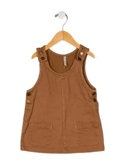 Pre-owned Rylee + Cru Babies' Patch Pocket Dress In Brown