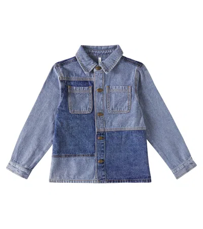 Rylee + Cru Kids' Patchwork Denim Overshirt In Light-blue